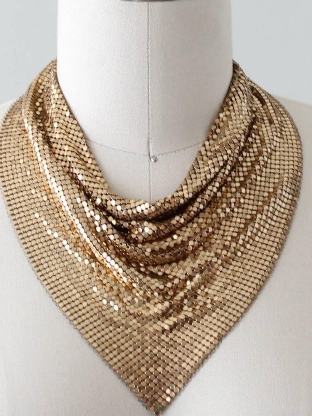 Gold Sequin Mesh Bib Necklace - Women Jewelry